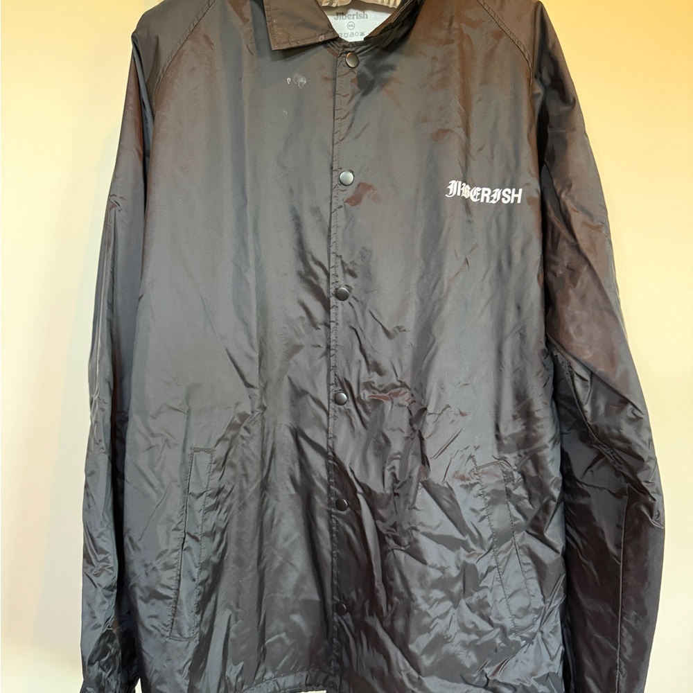 Black Windbreaker Jacket with Water-Resistant Finish